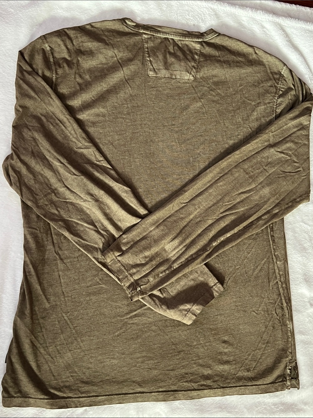 John varvatos Men's Long Sleeve Crewneck Shirt in Khaki XL - Picture 3 of 8